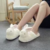 Zapatillas de casa Kawaii esponjosas para mujer, pantuflas de felpa cálidas de animales, pantuflas de casa, zapatos informales suaves para niña ► Foto 1/6