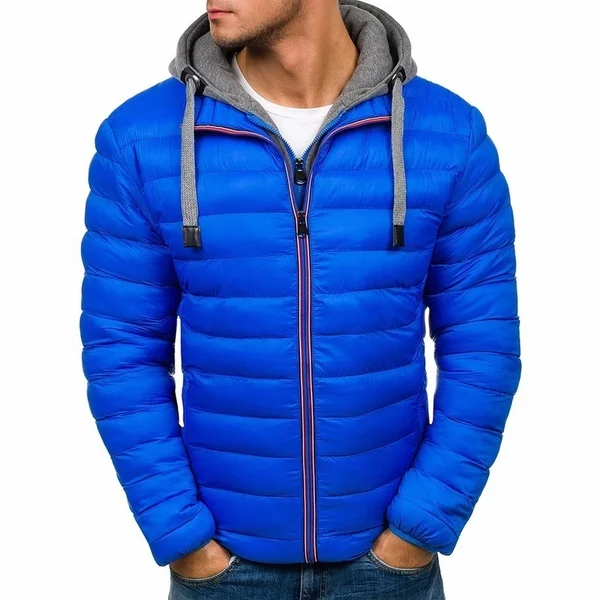 Plus Size Mens Fashion Autumn Winter Men Coat Hooded Jacket Puffer Cotton Coat Casual Zipper Hoodies Mens Overcoats Clothing