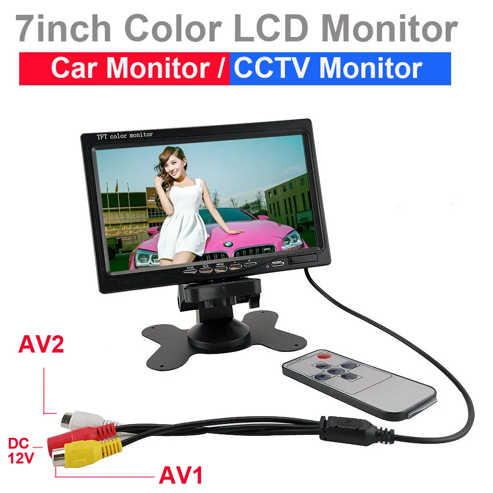  2ch video input 7inch color mini monitor for car parking system for cctv camera test view analog ca - 33055095432