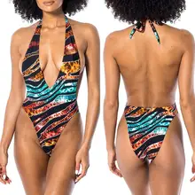 Aartiee глубокий v-образный вырез женские бикини mujer купальник с высокими плавками женский сексуальный купальник с принтом женский купальный костюм с пуш-ап Новинка