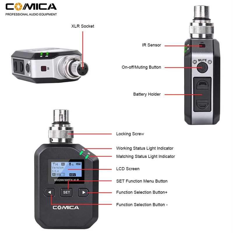 Comica UHF 96-Channels Wireless Plug-on XLR