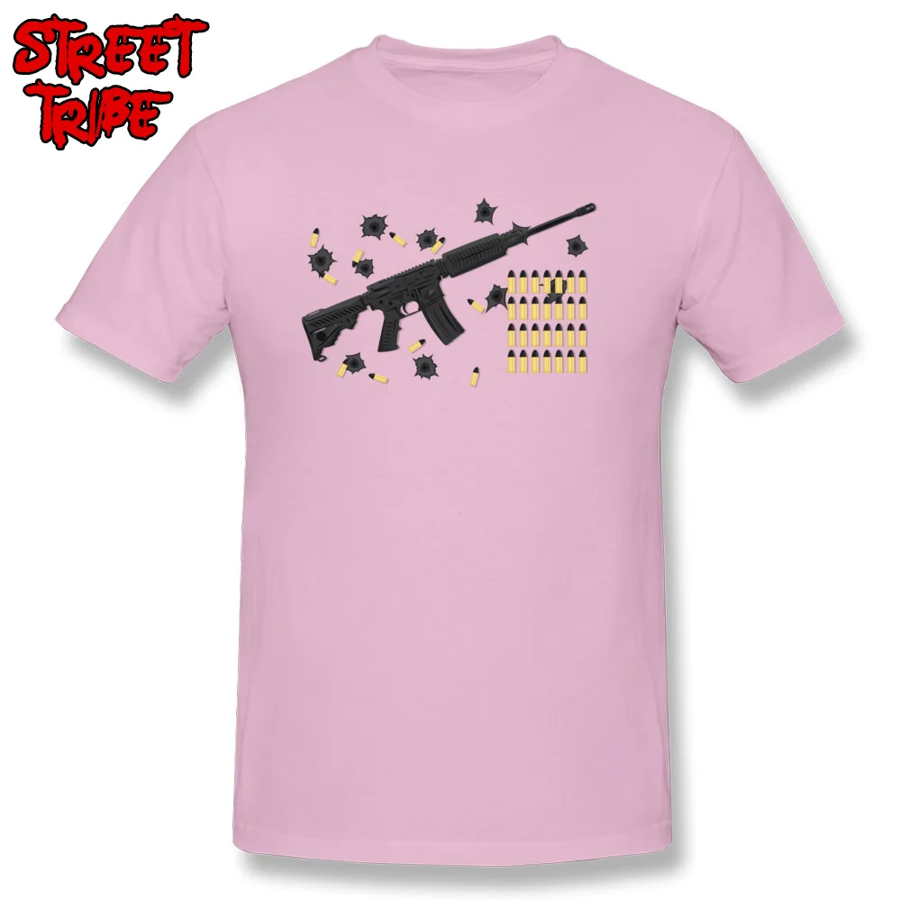 firearm bullet machine gun shot Tops T Shirt Father Day O Neck Cotton Fabric Mens T Shirts Design Clothing Shirt Fashionable firearm bullet machine gun shot pink