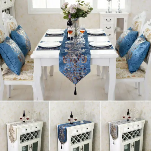 Популярные Роскошные удивительные овальный стол бегуны скатерти столовая гостиная украшение стола Свадебные украшения Цветочная вышивка