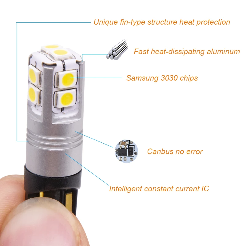 2pcs T10 led w5w 194 168 12V 6000K bulb light lamp canbus no