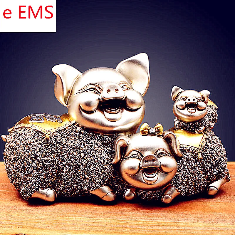 

Animals Statue Simulation Cute Happiness Pig Cabinet Colophony Crafts Home Desktop Decorations Office Resin Gift L1846