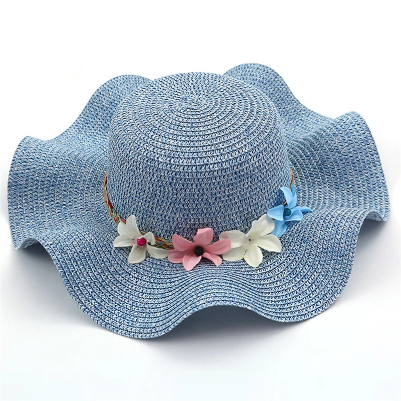 Chapéus de Palha do Verão Decoração com Flores do Bebê Chapéu de Sol para Meninas e Mulheres de Praia Moda Meninas Encantador Crianças Pai-filho Tampas 8 Decoração com Flores Do Bebê Encantador Crianças