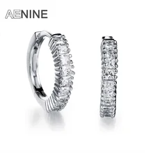 AENINE Classic Circle Design Micro AAA Cubic Zirconia Hoop Earrings Jewelry Luxury Gold Color Wedding Earrings For Women AKE644