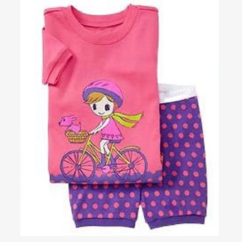 Летние пижамы в горошек с божьей коровки для девочек детская одежда хлопковые мягкие спальные костюмы для девочек футболка+ штаны, домашняя одежда для малышей