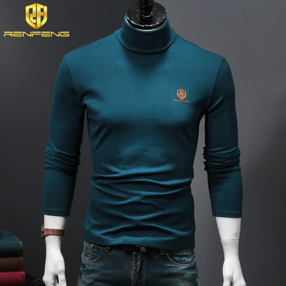 men's shirts underwear winter men's 95% cotton undershirts long sleeve thermo shirt plus velvet foldable turtleneck wram clothes (5)