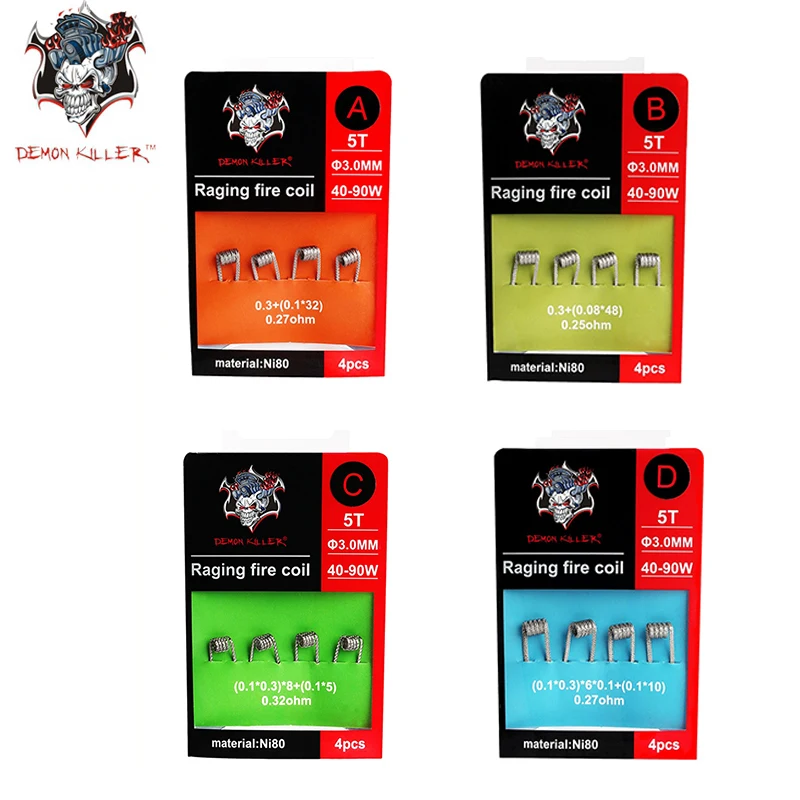 

Original Demon Killer Raging Fire Coil Ni80 Vape Prebuilt Coil for Electronic Cigarette RDA RDTA Manta RTA Atomizer Premade Wire