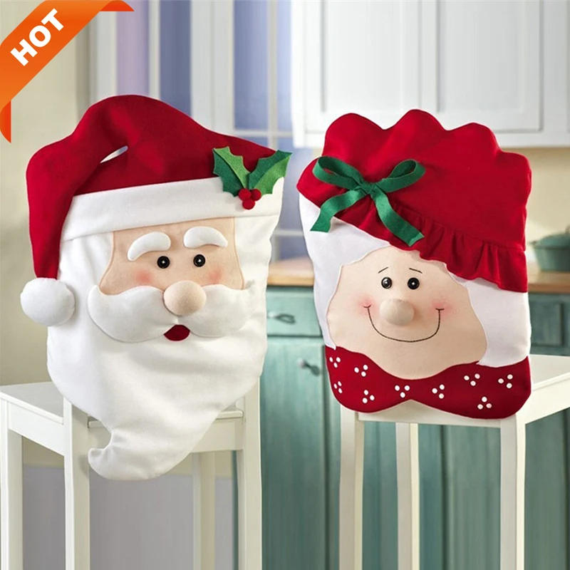 

Free Shipping Christmas decoration chair cover, Santa Claus kitchen chair hats for decorations