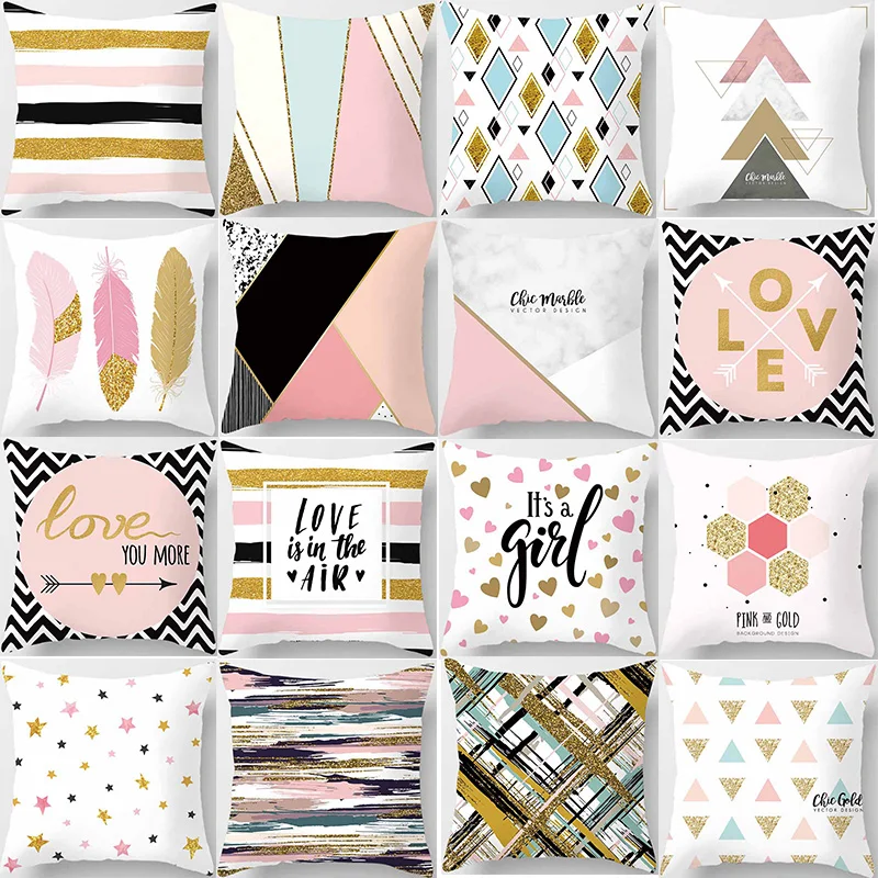 

Hot sale beauty pattern pillow cases square pillow cases home creative color pillow cover 45*45cm