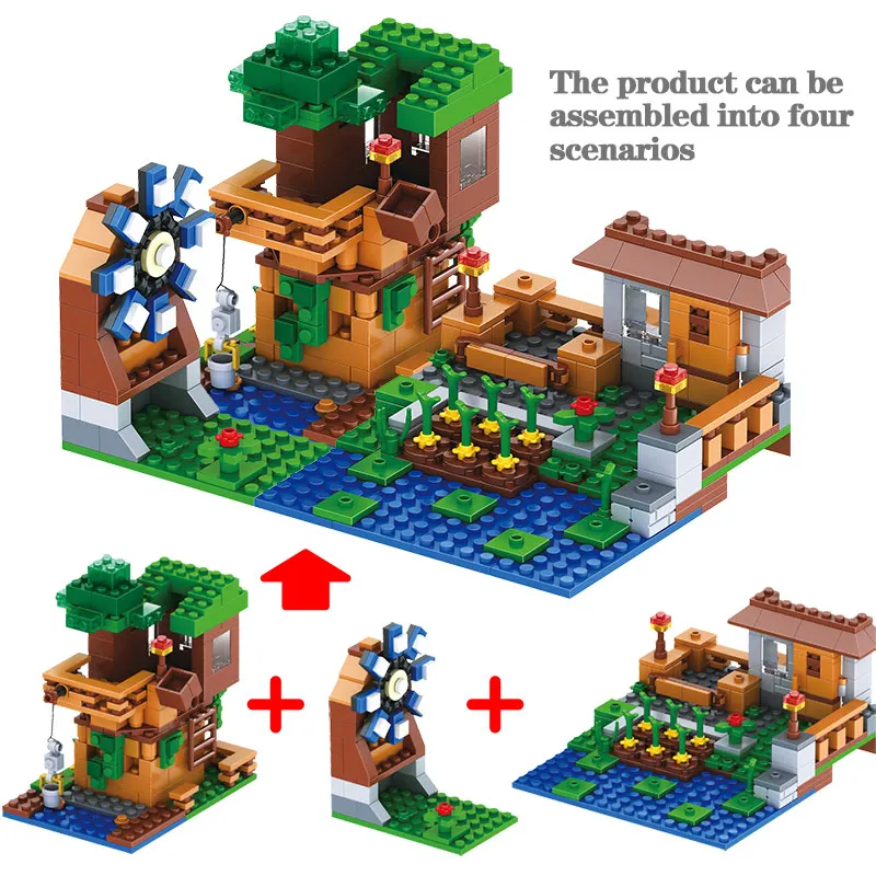 Skup 3 w 1 seria miejska luksusowy domek na drzewie kompatybilny z Legoingly Village Farm Building Blocks wiatrak Brick Kids Toy