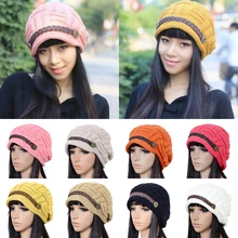 Женские шапочки, шапки, дамская шляпа без полей, женские зимние и осенние теплые шапочки, Повседневные вязаные шапочки с узором, одноцветные шапки