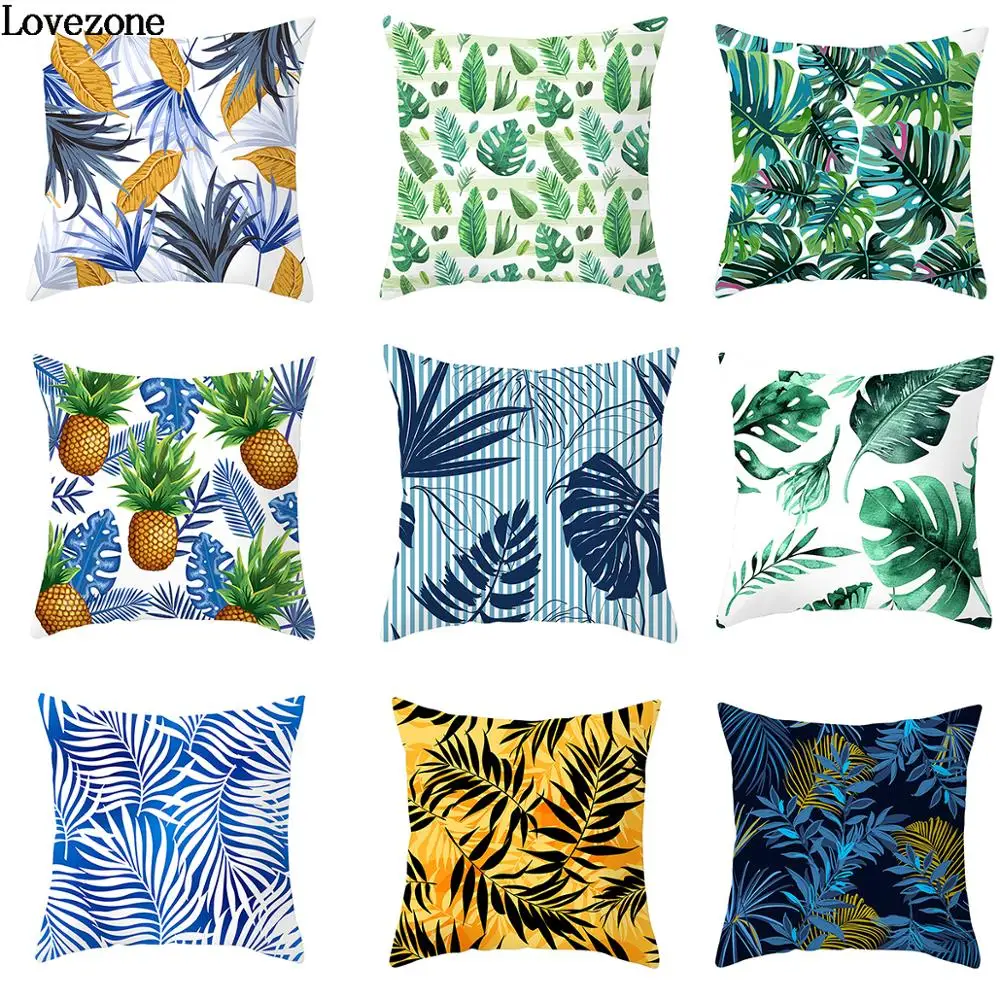 

45cm * 45cm Tropical plant hug pillowcase Green Leaves Cactus cushion case Polyester Home Decorative Sofa Car Throw Pillows case