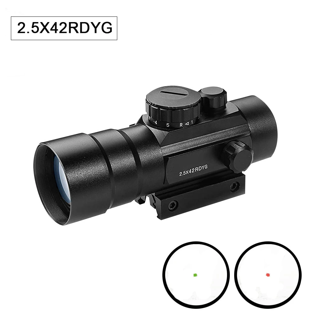 

Tactical Hunting Scope 2.5X42 Red Dot Sight Scope Illumination Adjust Riflescope With Side Picatinny Rail For Shot Gun Airsoft