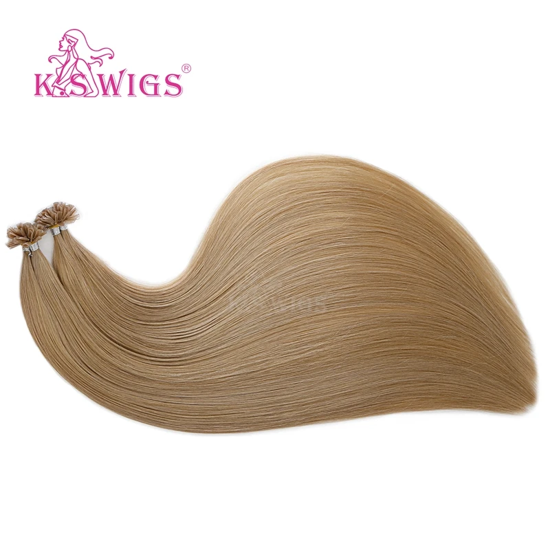 K.S WIGS 16'' 20'' 24'' 28'' Remy Keratin Pre bonded Capsule Nail U Tip Human Hair Extensions Double Drawn Straight Fusion Hair