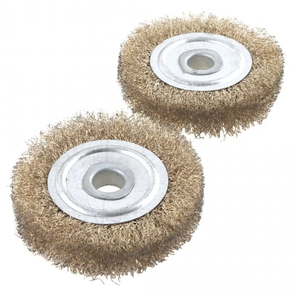 TORO 3pcs 100mm Coppering Steel Wire Polishing Brush Wheels Set with 16mm Hole and Parallel Shape for Polished Derusting