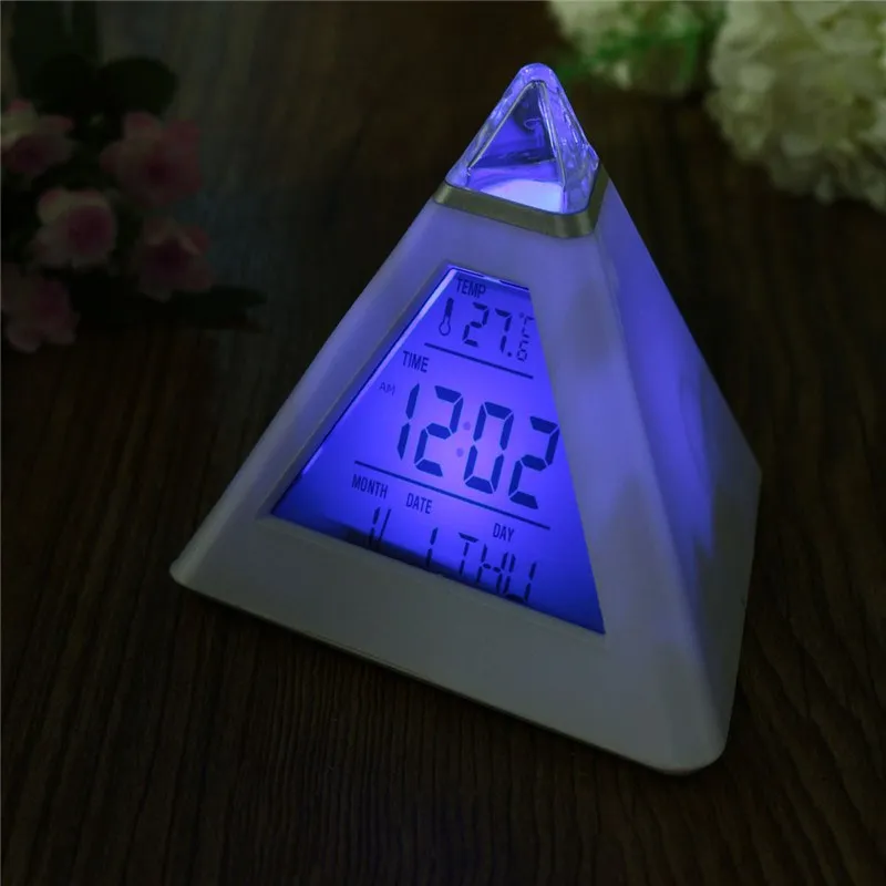 Charminer 7 светодиодный Пирамида изменение цвета цифровые часы с датой будильник Температура Будильник ABS+ электронный компонент Лидер продаж