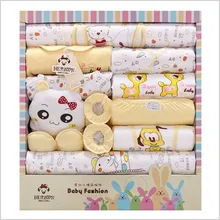 18 pcs/lote nouveau – né coffret cadeau bébé fille vêtements printemps et été en coton à manches longues o – cou bébé garçon vêtements Set vente chaude