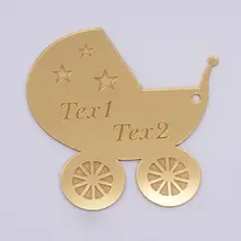 30 шт. 6x6 см персонализированные детские коляски Зеркало акриловая наклейка на заказ имя вечерние Декор сувениры пригласительные карты вечерние подарки для гостей
