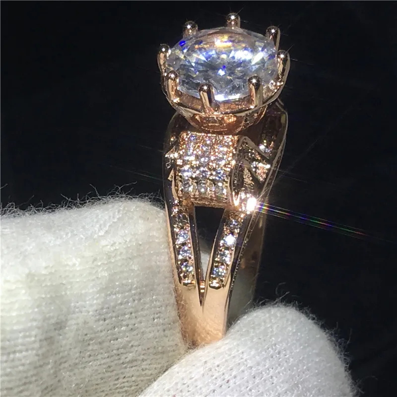 Choucong модное кроеное кольцо 3ct 5A Циркон Cz розовое золото заполненное 925 Серебряное