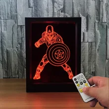 3D новинка свет Капитан Америка фоторамка Led ночник 7 цветов Изменение Настольная лампа для детей подарок