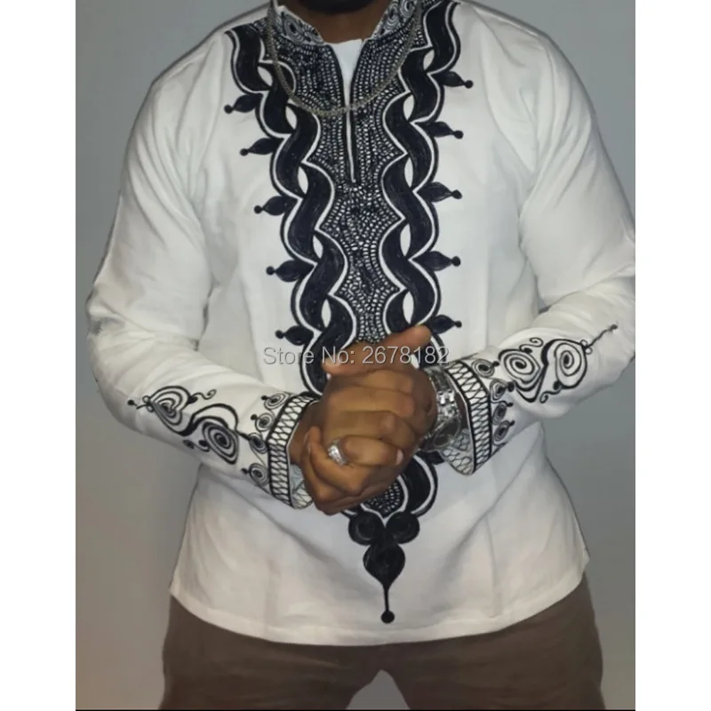 

Adult Men African Fashion Ethnic White Hippie Shirt Long Sleeves Stitching Tops Blouse Tribal Pullover Dashiki Wedding Shirt XXL