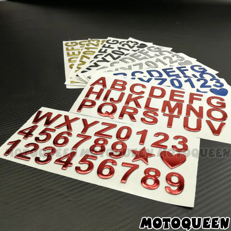 

47pcs 3D Motorcycle car Decals Stickers Arab Number English Letter Digital DIY Word Badge Decoration 28mm Height Address number