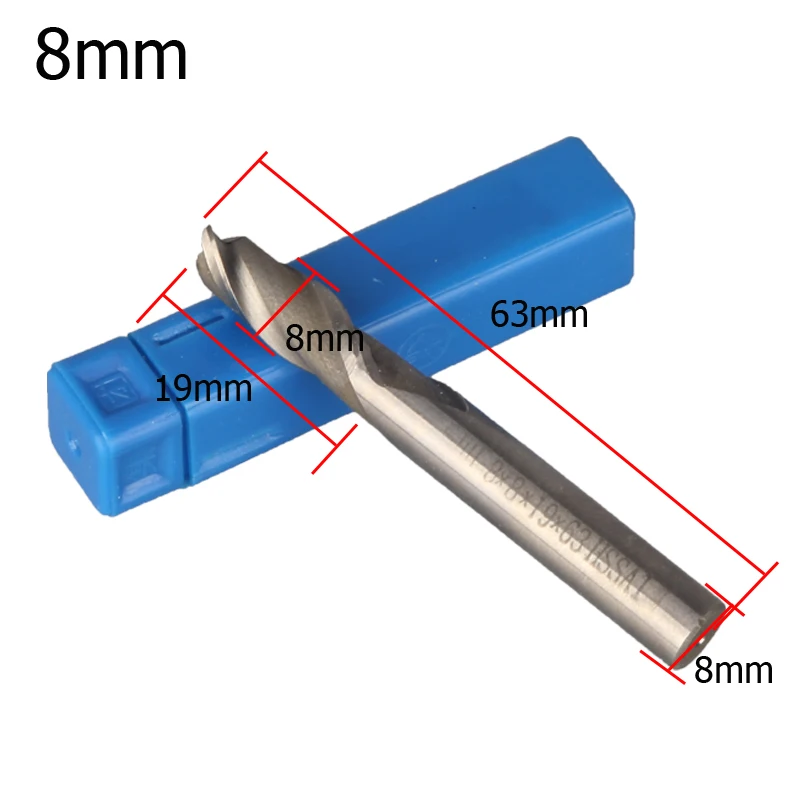 1PCS Carbide End Mill HSS AL 2 Flutes 8mm Diameter Milling Cutter