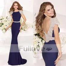 Потрясающее Вечернее платье с кристаллами, длинное,, темно-синее, с открытой спиной, Русалка, вечерние платья наряды, Robe De Soiree Abendkleider