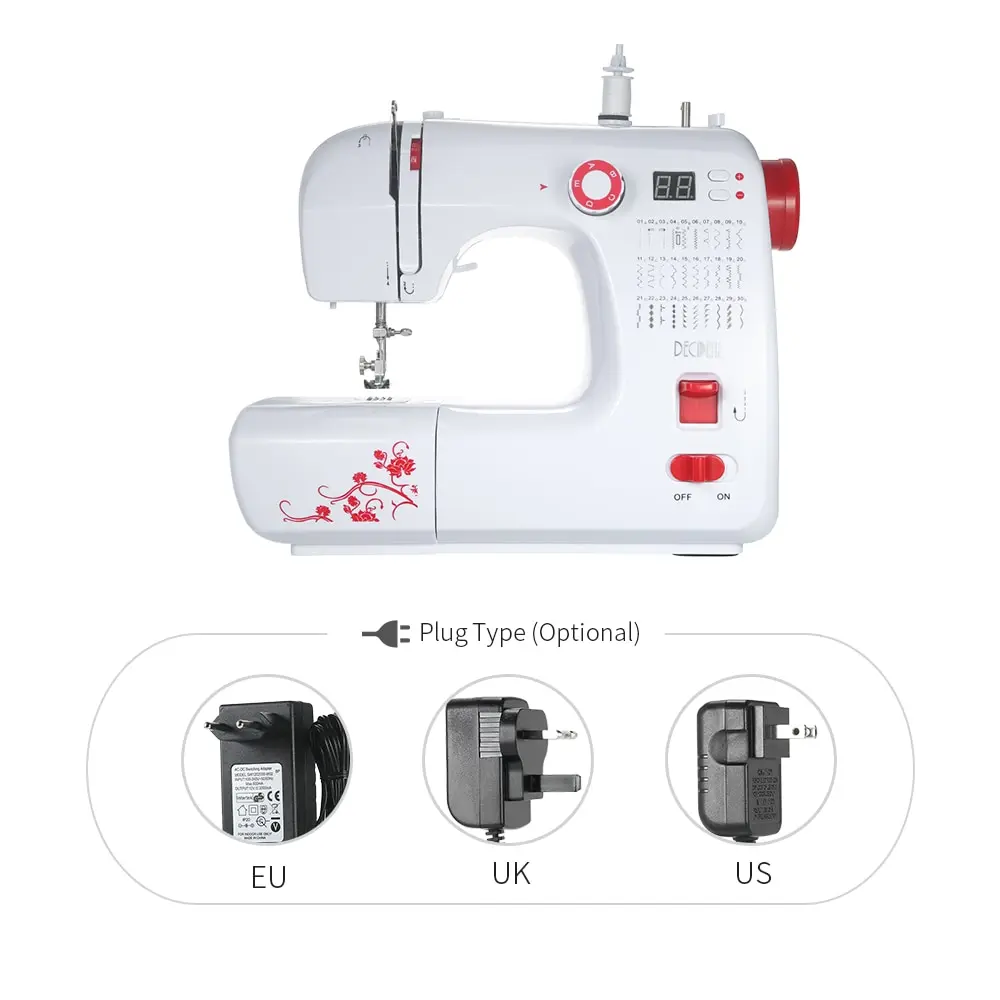 

Multifunctional Electric Household Sewing Machine with 30 Stitch Patterns Double Thread Adjustable Speed Presser Foot Pedal