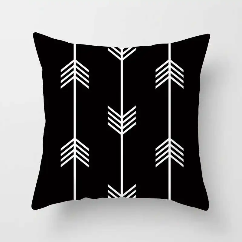 Nordic black and white geometric plaid stripes cushion cover (11)
