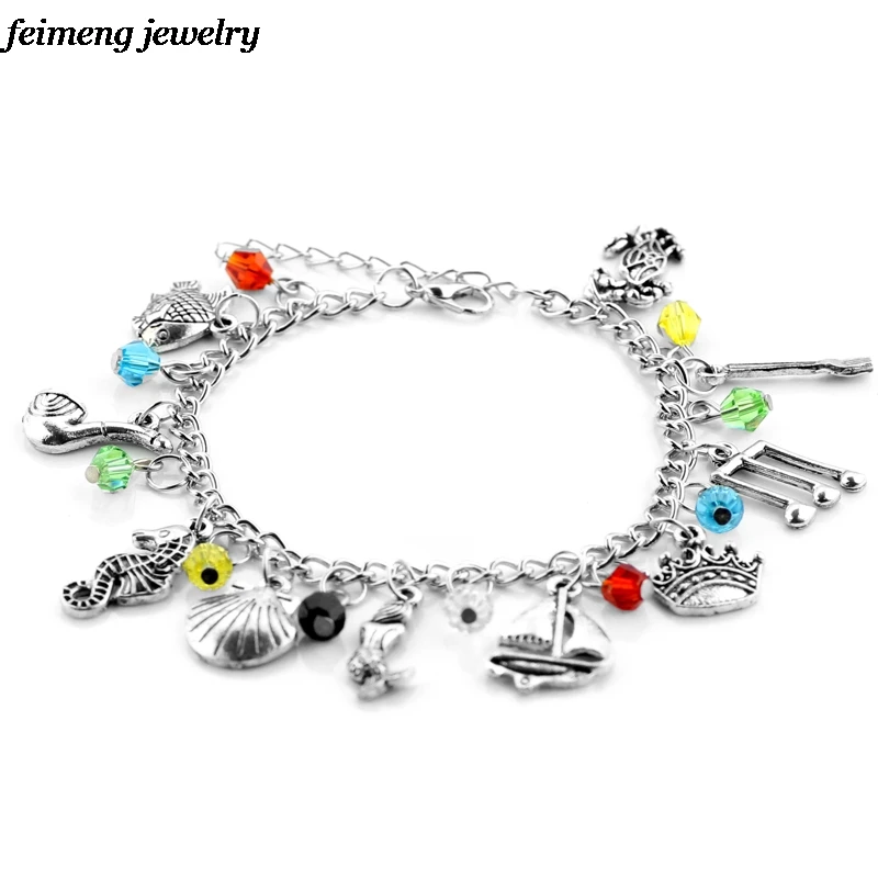 Little Mermaid Charm Bracelet Classic Cartoon Ocean Romance for Women
