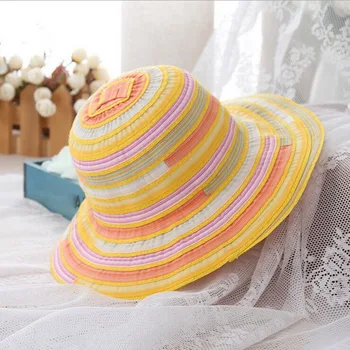 

2017 Striped Women Bucket Hat Foldable Cloth Sun Hat Girls Vacation Panama Hat Beach Hat Bones Casquette Gorras