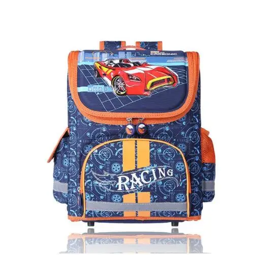 

Children Schoolbag Grade 1-3-5 Primary Boy Race Car Backpack Student Orthopedic Cartoon School Bags