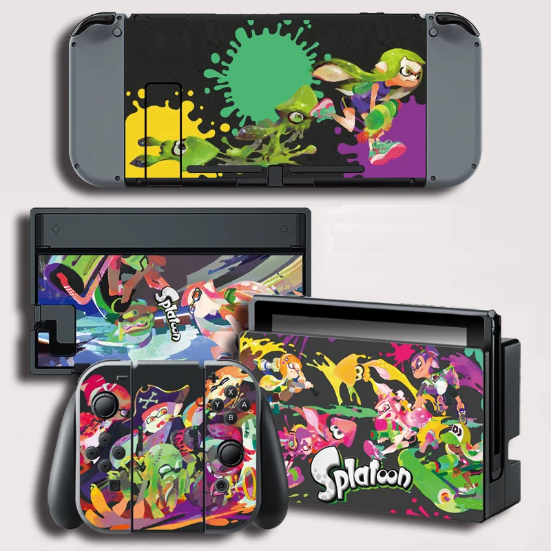 Виниловая Защитная Наклейка Splatoon для консоли Nintendo Switch NS + контроллер держатель
