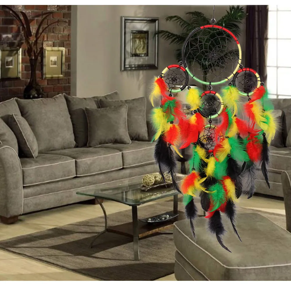 

Colorful handmade dream catcher net with feathers hanging decoration decor craft gift car and home hanging decor