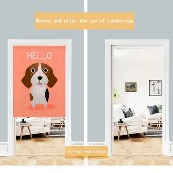 

For Home Decoration Cartoon Animal Printed Cotton And Linen Japanese Style Noren Doorway Curtain Hanging Tapestry