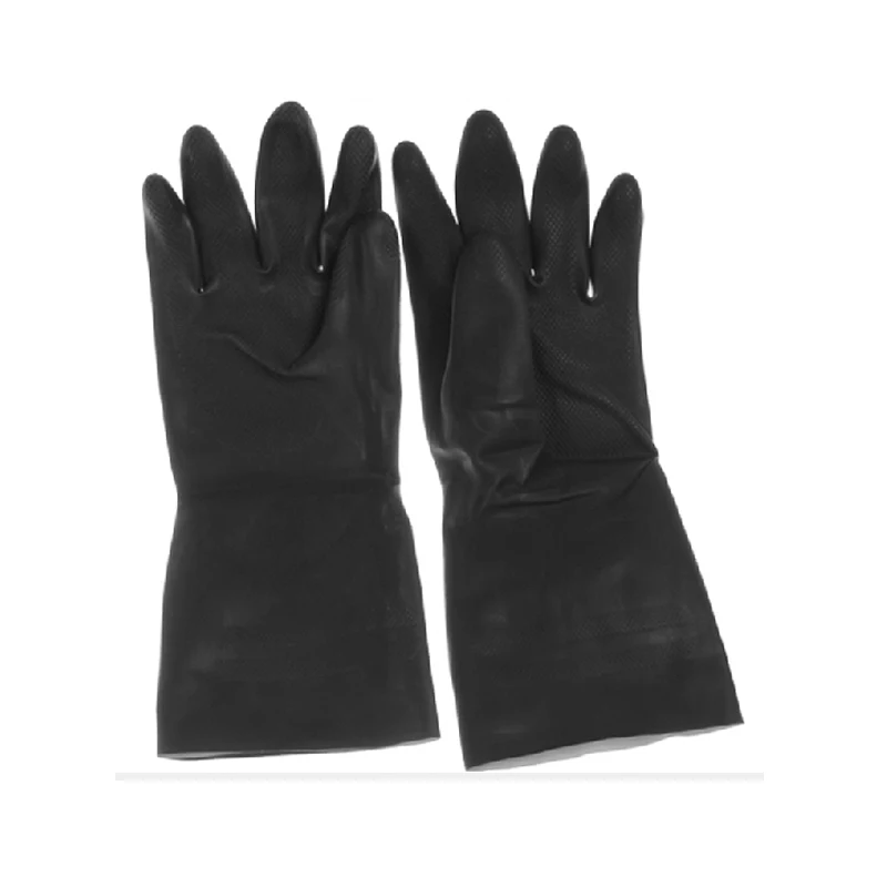 Yuntab Black thick rubber protective gloves laboratory anti acid base