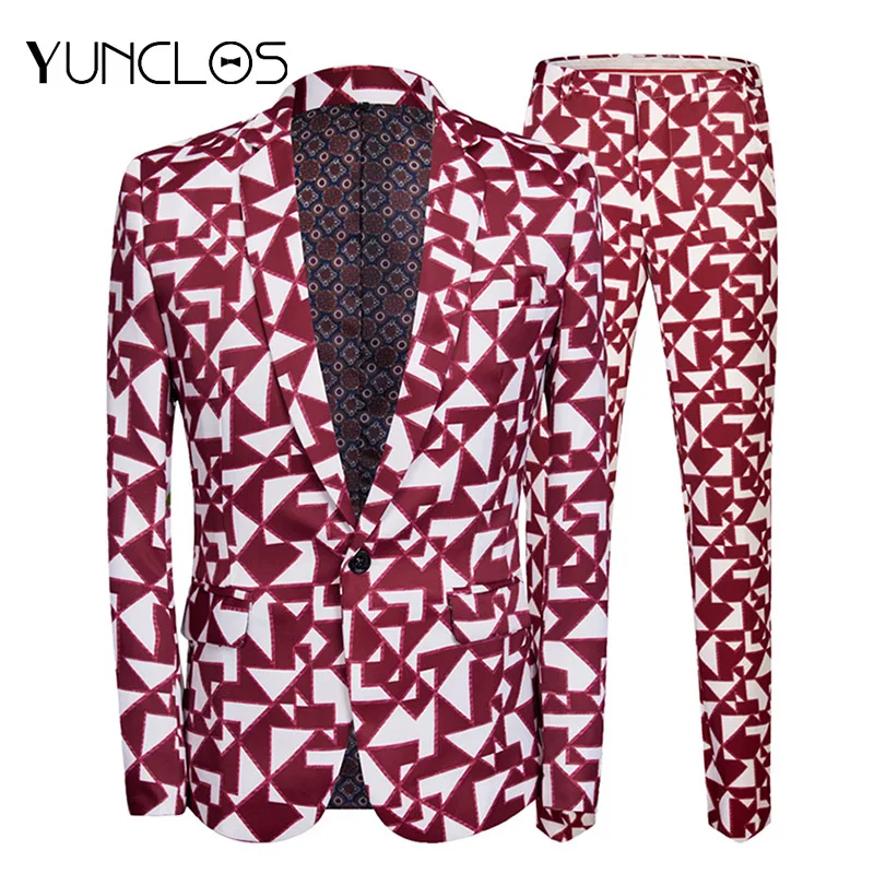 

YUNCLOS Men's Slim Fit Suits 2 Pieces Jacket & Pant Wedding Party Suits One Button Single Breasted Men Suits Formal