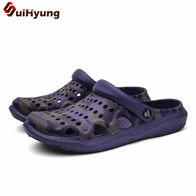 

Suihyung 2019 New Summer Beach Shoes Men Casual Slippers Slides Breathable Hole Garden Shoes Soft EVA Camouflage Flat Sandals