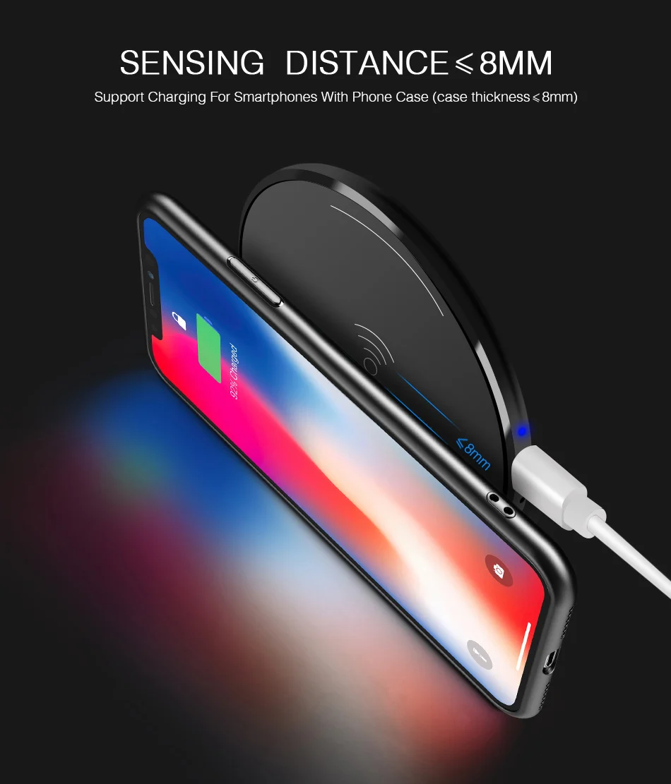 CinkeyPro Wireless Charger Charging Pad for iPhone 8 10 X Samsung S7 S8 5V:1A Adapter Charge Mobile Phone QI Device Universal 3