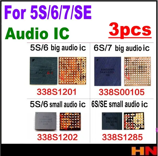 3 шт. для iphone 5 5c SE 6 6s 7 PLUS аудио ic оптовая продажа маленький большой IC чип 338S1116 IC1285