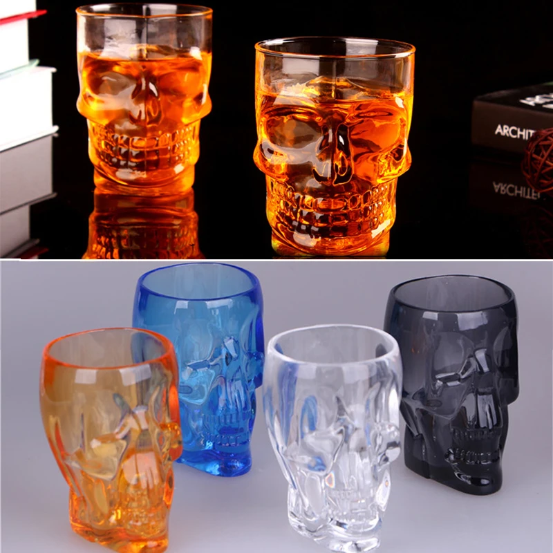 

3D Acrylic Clear Skull Shape Knuckle Holder Pint Beer Mug Cup Home Bar