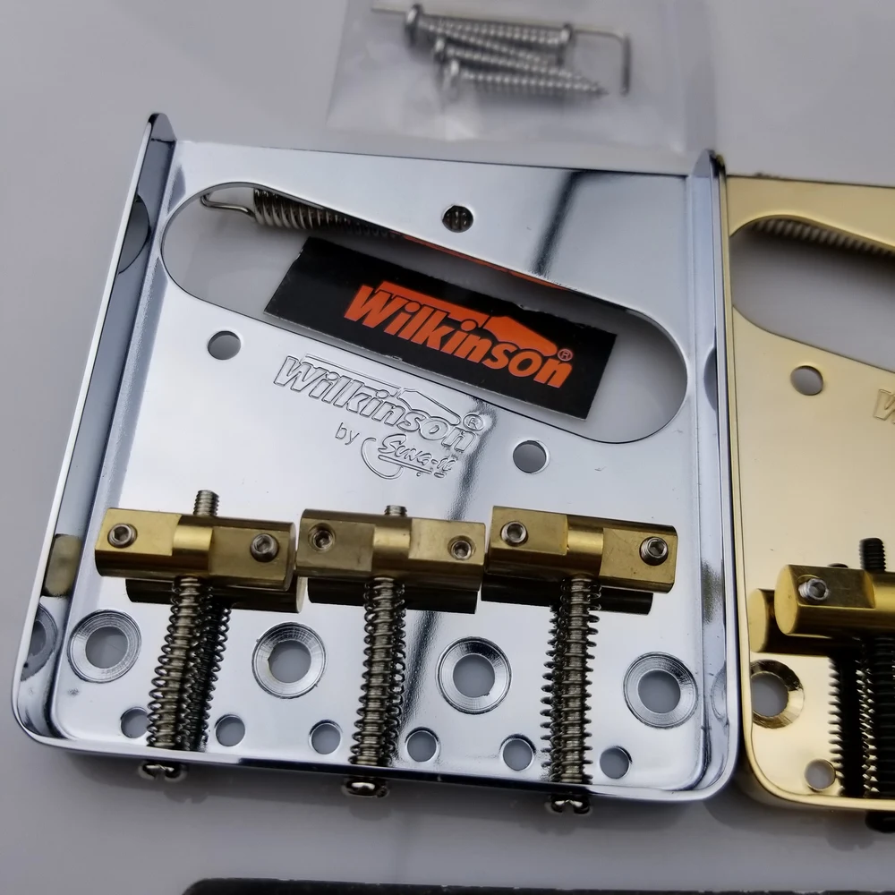 Online Wilkinson WTB Vintage Style Feste Tele Elektrische Gitarre Brücke Mit Messing Sättel TL brücke Chrome silber Schwarz Gold