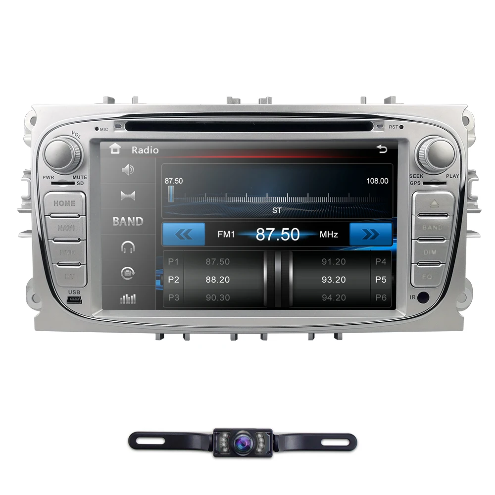 Top HIZPO 7 Inch Car DVD radio For Ford Focus 2 S-Max C-Max Mondeo 4 Galaxy Kuga 2008-2010 DAB+ RDS OBD2 Free camera 8G Map card 1