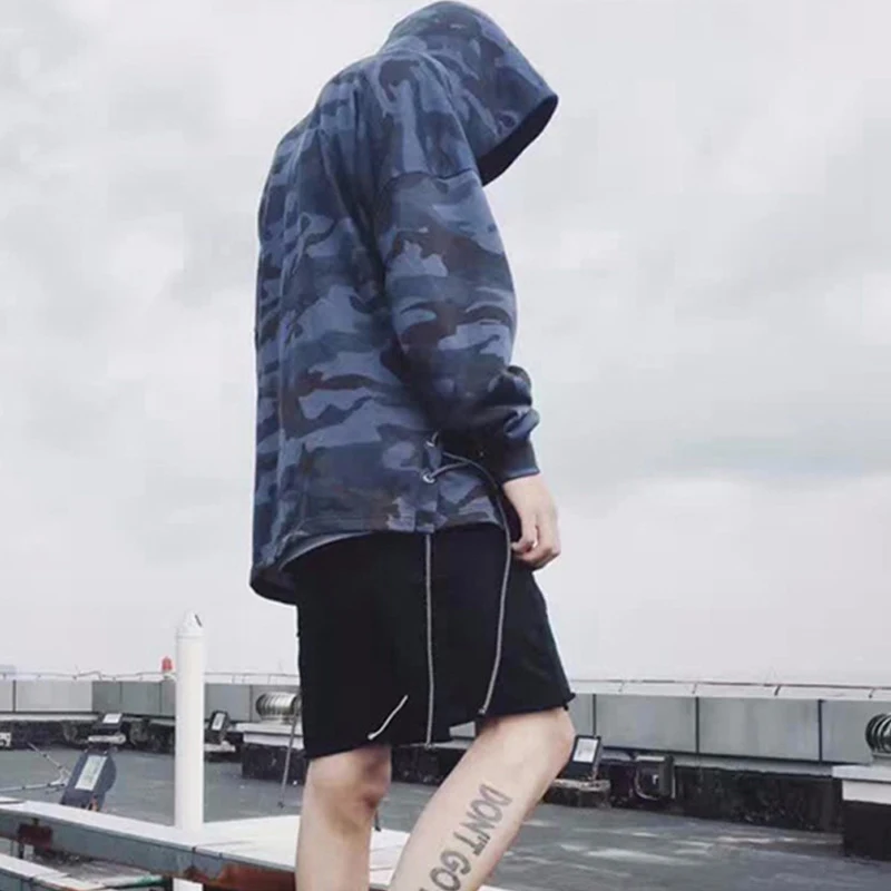 2018 Fashion Mens Drawstring Camo Hooded Red Camouflage Hoodie High Street Sweatshirts Men Hip Hop Hoodies Sweatshirt
