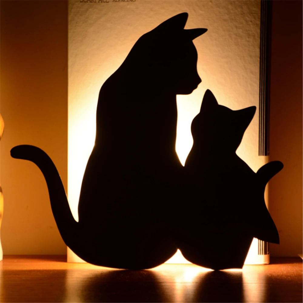 S. orange креативный простой зеркальный декоративный светильник в виде кота, 3D светодиодный Ночной светильник, Звуковое управление, проекционная лампа, теплый белый праздничный подарок