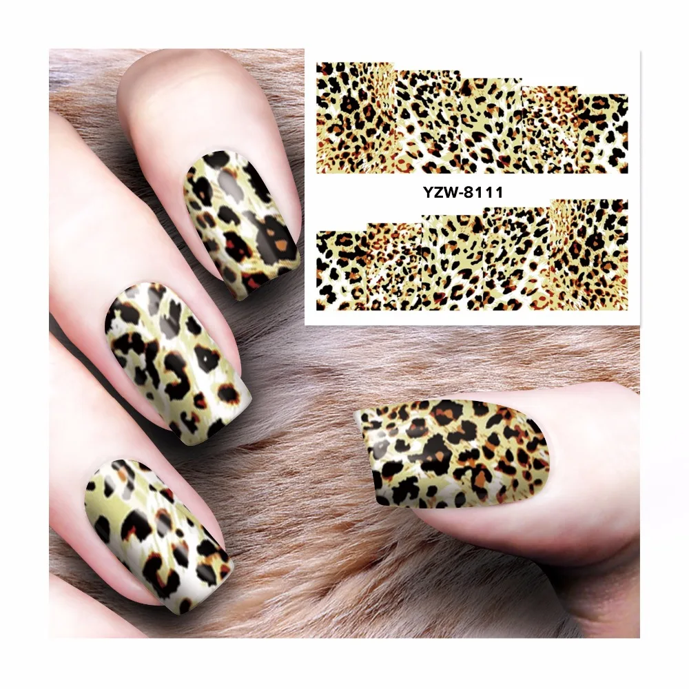 

YWK 1 Sheet DIY Ornaments On Nails Water Decals Leopard Designs Transfer Stickers Nail Art Tattoo Decals #8111